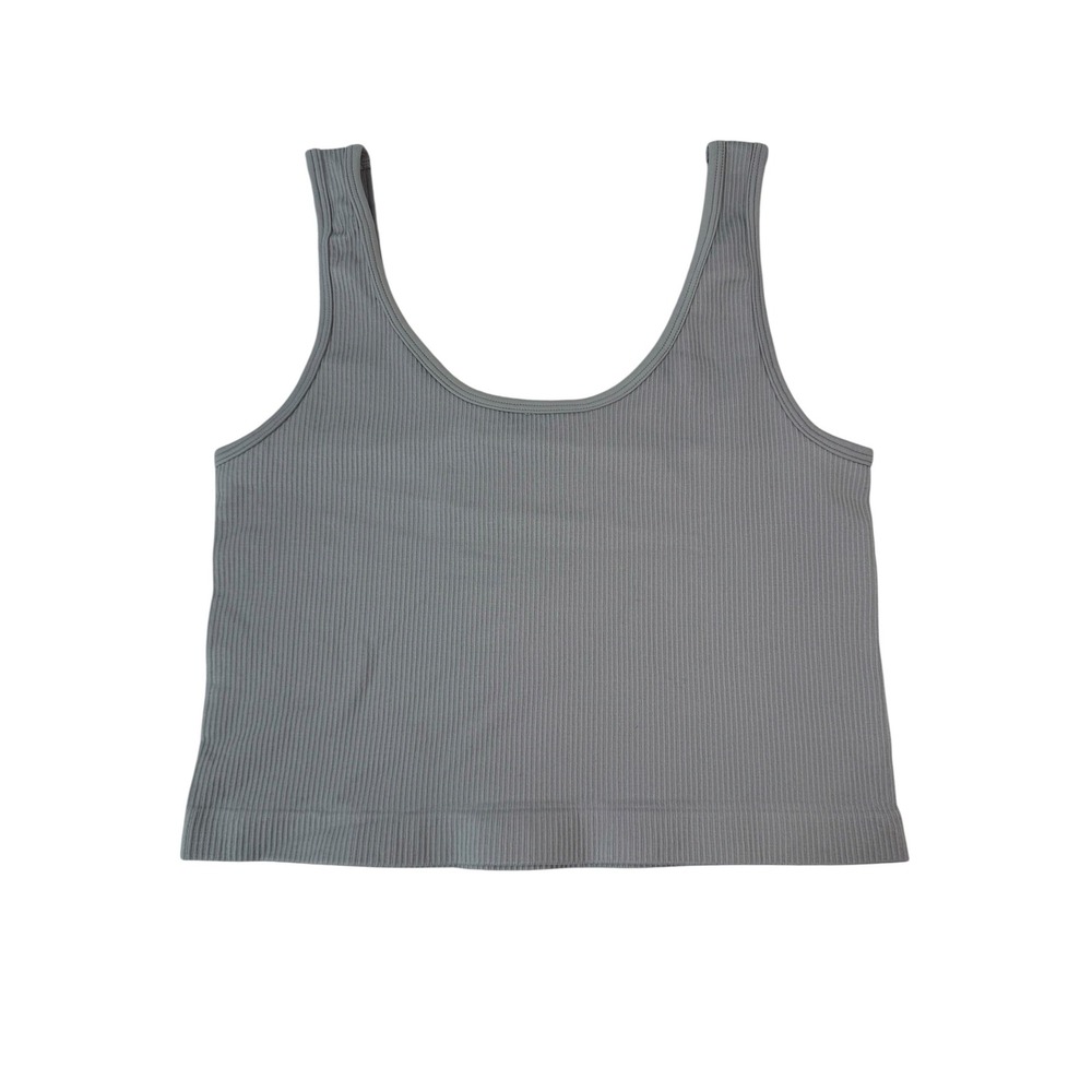 OQQ Seamless Ribbed Cropped Tank Top Large Gray NWOT - Picture 4 of 6